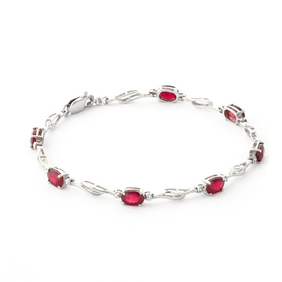 14K GOLD TENNIS BRACELET WITH RUBIES & DIAMONDS - Picture 1 of 9
